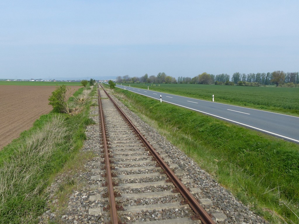 Die Unstrutbahn am 01.05.2016 zwischen Reinsdorf (b Artern) und Gehofen. (Foto: Ralf Kuke)