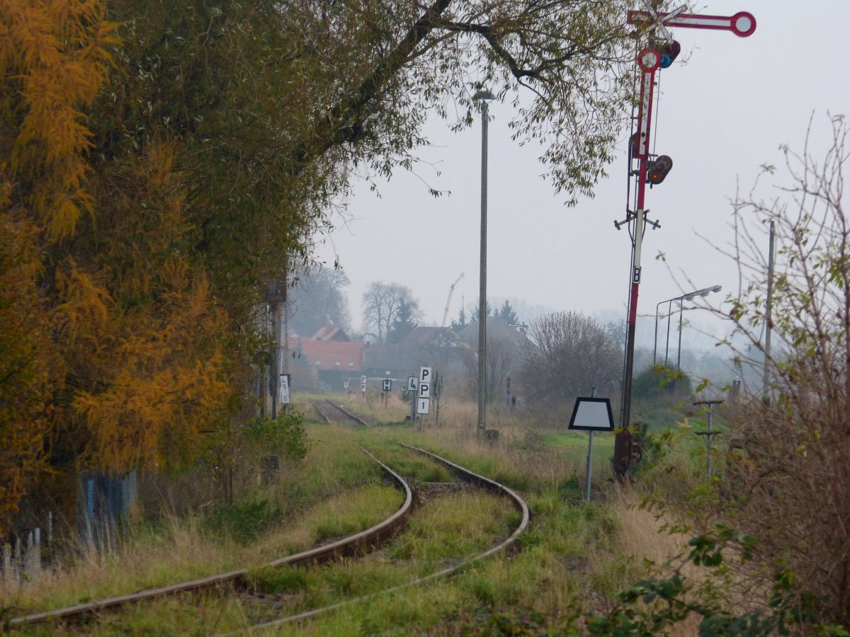 Die Unstrutbahn entlang der Ortschaft Gehofen am 16.11.2013.