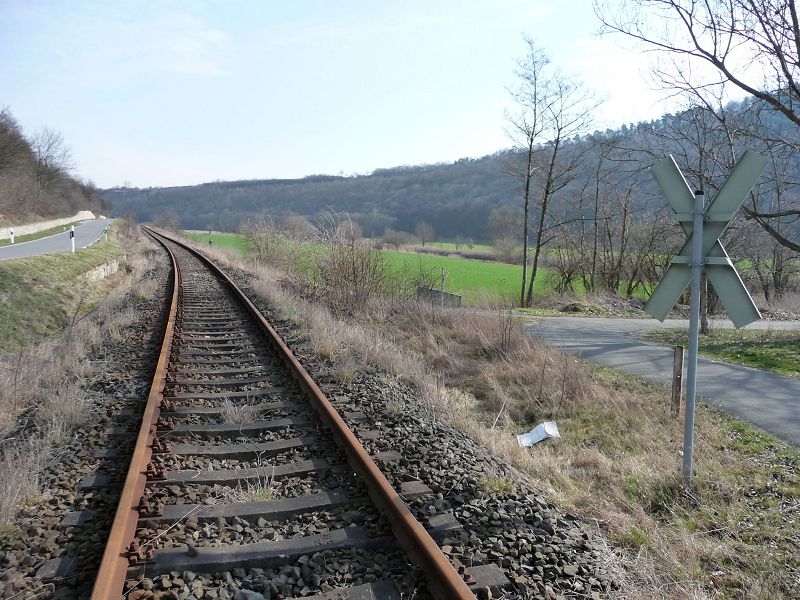 Die Unstrutbahn zwischen Wangen und Nebra am 21.03.2009. (Foto: Ralf Kuke)
