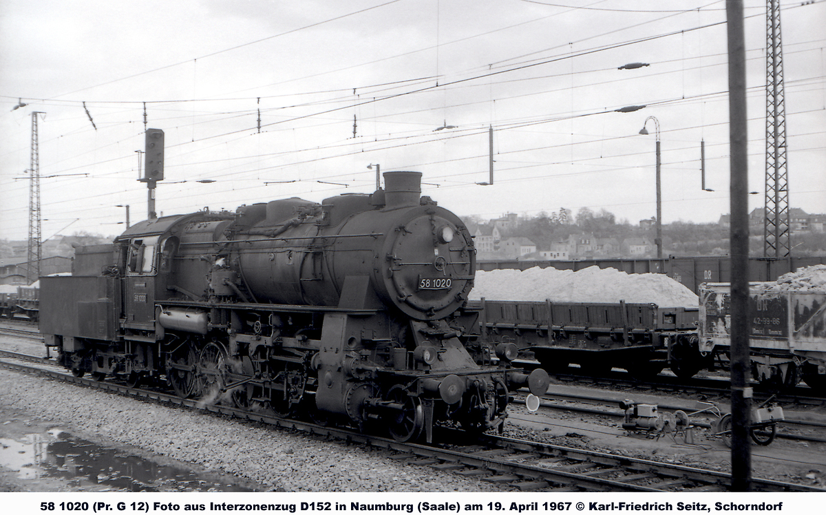 DR 58 1020 am 19.04.1967 in Naumburg Hbf. (Foto: Karl-Friedrich Seitz)