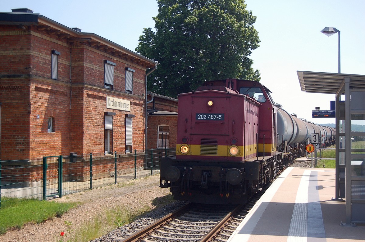 EBS 202 487-5 mit dem DGS 99751 von Großkorbetha nach Karsdorf, am 22.05.2014 in Kirchscheidungen. (Foto: dampflok015)