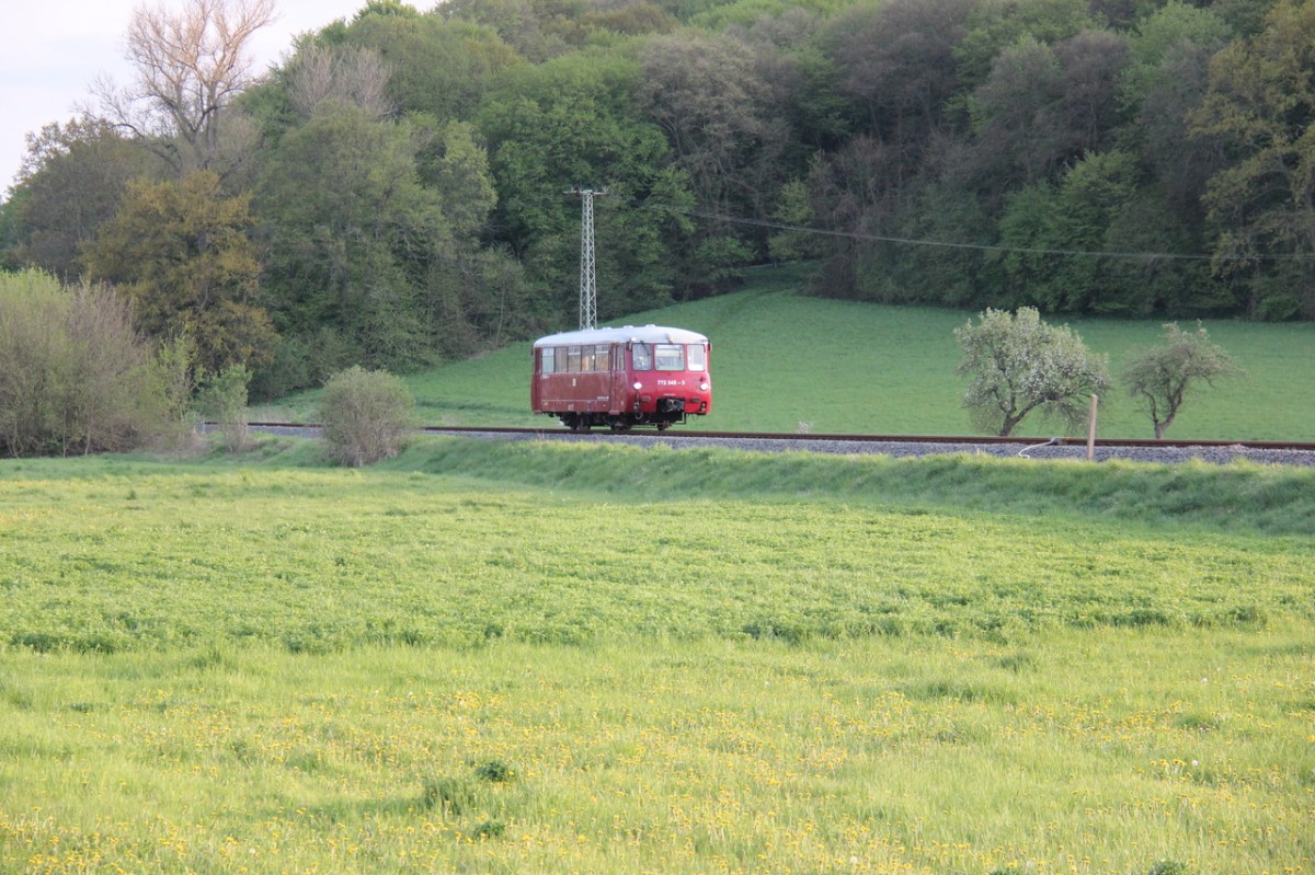 EBS 772 345-5 als DLr 91546 von Erfurt Hbf nach Karsdorf, am 01.05.2015 bei Kleinjena. Zuvor war es als 9.  Unstrut-Schrecke-Express  unterwegs.