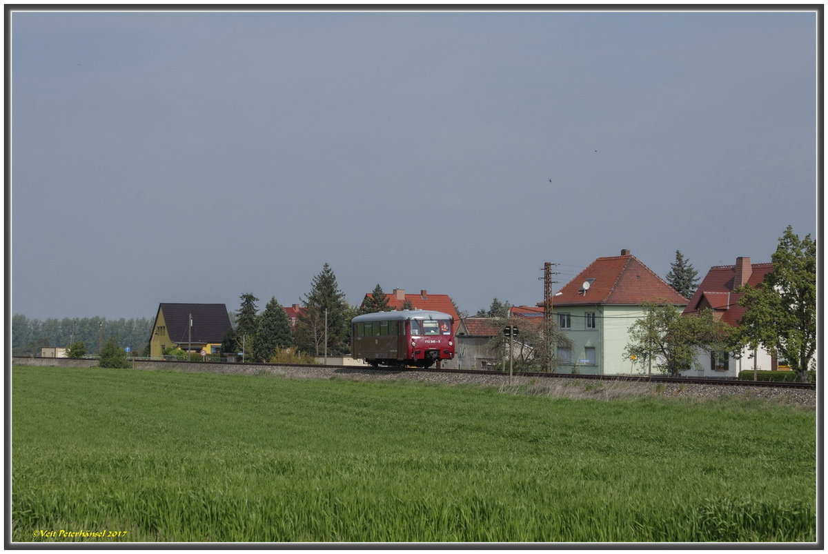 EBS 772 345 als 15.  Unstrut-Schrecke-Express  von Naumburg Hbf nach Donndorf, am 01.05.2017 Gehofen. (Foto: Veit Peterhänsel)