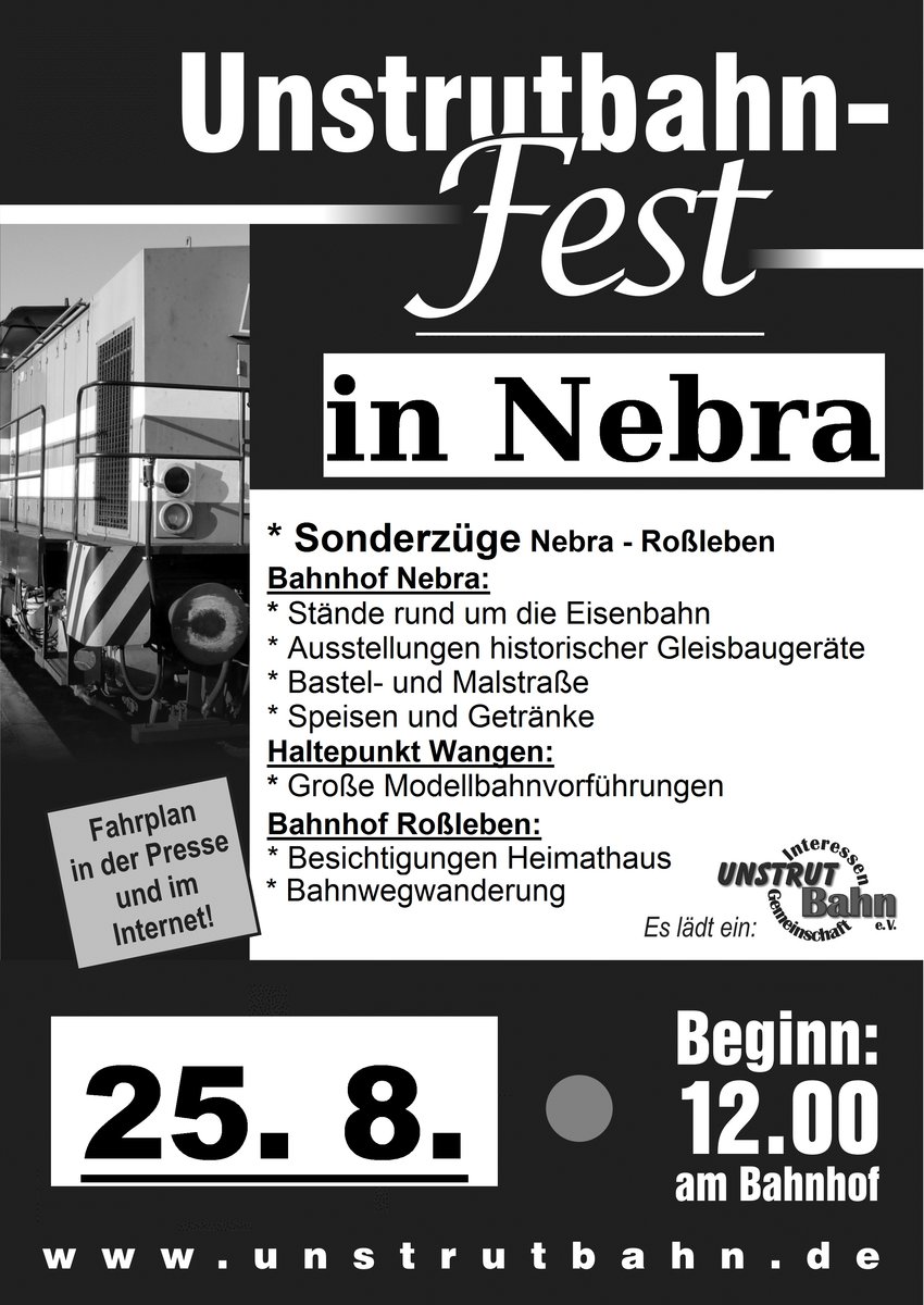 Plakat zum 13. Unstrutbahnfest am 25.08.2018 in Nebra.
