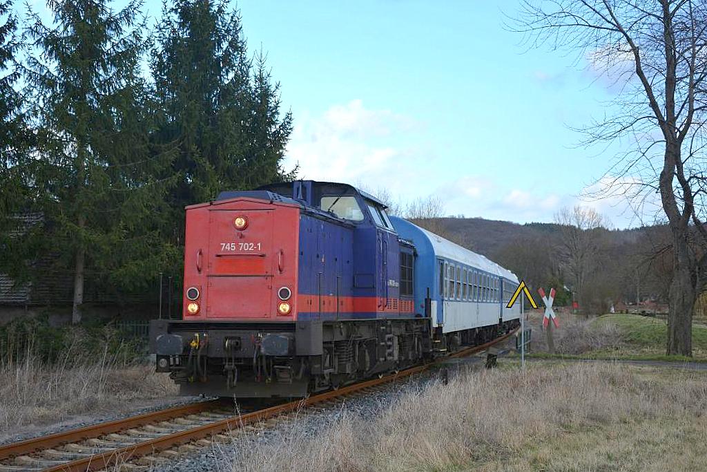 RailTransport-Stift s.r.o. 745 702-1 mit dem DGS 41386 von Rostock nach Karsdorf, am 10.03.2017 bei Balgstädt. (Foto: dampflok015)