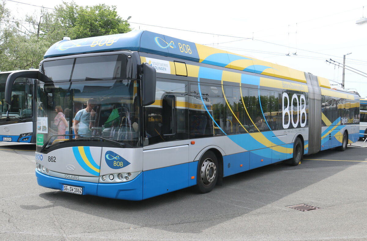 SWS Solingen - Nr. 862/SG-SW 1862 - Solaris Gelenktrolleybus am 19. Juni 2022 in Solingen (Aufnahme: Martin Beyer)