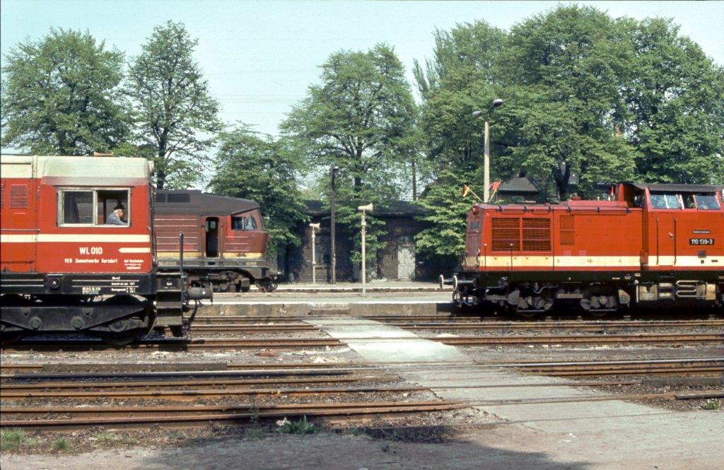 ZWK WL 010 und die DR 110 139-3 am 08.05.1981 in Rblingen. (Foto: Klaus Pollmcher)