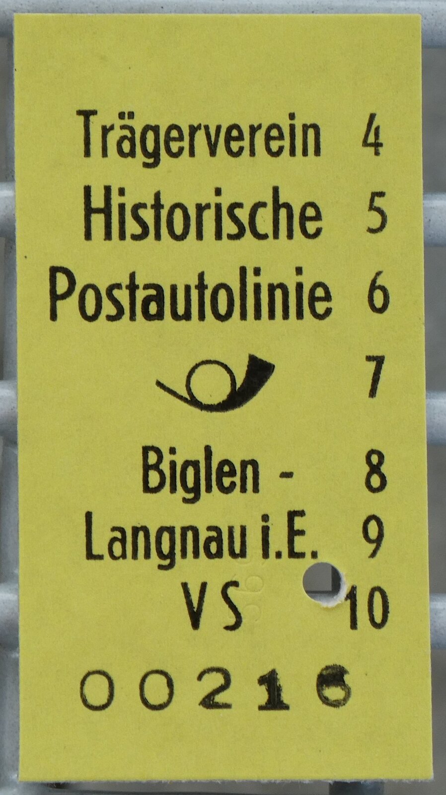 (281'016) - THP-Einzelbillet am 5. Oktober 2025 beim Bahnhof Biglen