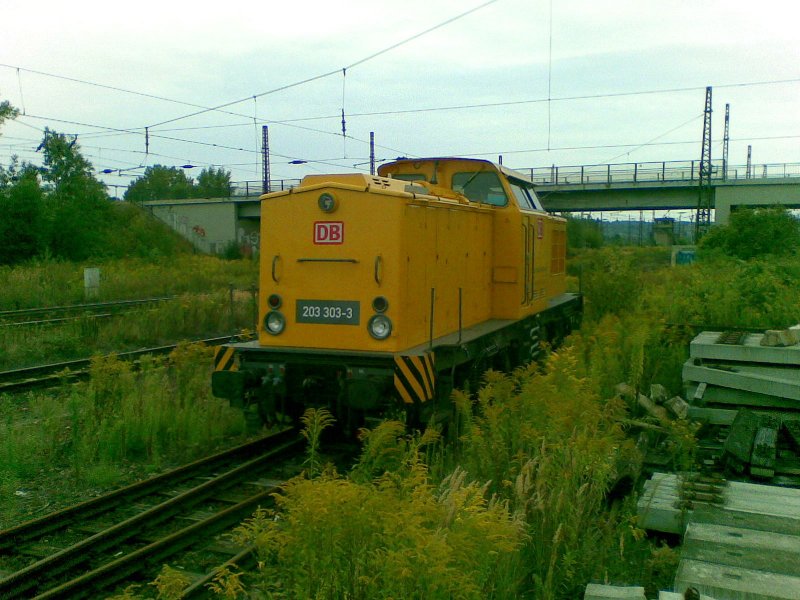 DB Netz Instandhaltung 203 303-3 abgestellt auf dem ehemaligen Gelände des Naumburger Güterbahnhofs; 25.08.2009