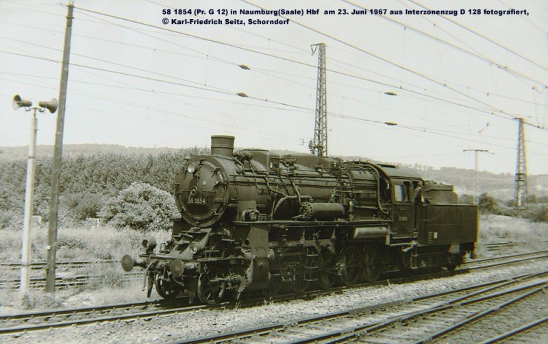 DR 58 1854 in Naumburg (Saale) Hbf; 23.06.1967 (Foto: Karl-Friedrich Seitz)