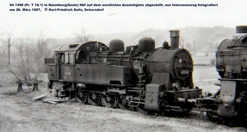 DR 94 1398 auf den westlichen Ausziehgleis in Naumburg (S) Hbf; 26.03.1967 (Karl-Friedrich Seitz)