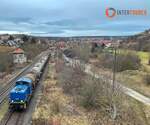 ITX 346 002 mit Kesselwagen vom Bahnhof Vitzenburg nach Grokorbetha, am 28.01.2025 in Freyburg (U) Bbf.