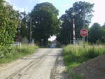 Der kaputte WSBB Bahn�bergang am 10.07.2024 in Nausitz.