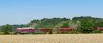 Am 13.07.2026 war die EBS V200 507 auf der Unstrutbahn in Ro�bach mit einem Leerzug aus Karsdorf zur Beladung im Quarzporphyrbruch L�ptitz unterwegs.