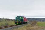 Am 22.01.2024 überführte die Timberrail Logistics 298 301-3 in Kleinjena die FWK 156 001-0 von Karsdorf nach Naumburg (S) Hbf. (Foto: Wolfgang Krolop)