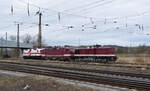 Am 15.02.2024 brachte die EBS 110 001-5 die FWK 143 936 und 243 822 von Karsdorf nach Naumburg (S) Hbf.