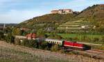 Am Abend des 03.10.2010 verlässt die LEG 202 703-5 mit dem RE 16584  Rotkäppchen-Express  den Bahnhof Freyburg (Unstrut), um die Besucher zurück nach Altenburg zubringen.