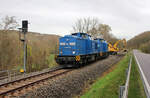 Schwellenwechsel auf der Unstrutbahn am 24.11.2024 zwischen Balgstädt und Laucha mit 204 012-4 & 204 022-2 der PRESS. (Foto: Wolfgang Krolop)