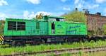 Die 202 655-7 der Bahnbetrieb Gera GmbH war am 04.05.2026 in Ro�leben, um dort abgestellte Containertragwagen zuholen.