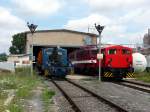 Am 20.07.2012 standen vor der Lokhalle der EBS in Karsdorf die 102 002-3 und die  142 110-6 der Erfurter Bahnservice sowie die TABEG Werklok 1.
