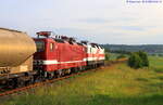 br-143/884724/fwk-143-936--143-822 FWK 143 936 + 143 822 am Zugschluss vom leeren Kohlestaubzug von Karsdorf nach Spreewitz, am 05.06.2025 bei Kleinjena. (Foto: Reinhold Kreschinski)