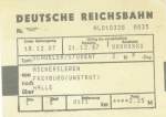 Eine Fahrkarte vom 21.12.1987 von Aschersleben über Halle nach Freyburg.