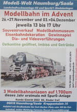 ig-spur1-mitteldeutschland-3/794671/modellbahnausstellung-der-ig-spur-1-mitteldeutschland-am Modellbahnausstellung der IG-Spur 1 Mitteldeutschland am 1. und 2. Adventswochenende 2022 in Naumburg (S).