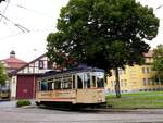 Tw 17 (Bauart Lindner) am 30.08.2026 abgestellt vor Depot in Naumburg (Saale).