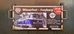 Das Zuglaufschild vom Winzerfestsonderzug der Eisenbahnfreunde Traditionsbahnbetriebswerk Staßfurt e.V., der am 07.09.2024 von Staßfurt nach Karsdorf verkehrte. (Foto: Eisenbahnfreunde Traditionsbahnbetriebswerk Staßfurt e.V.)