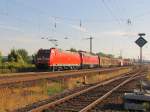 zugverkehr-in-naumburg-hbf/300024/db-185-003-1--232-330-1 DB 185 003-1 + 232 330-1 mit gemischten Güterzug Richtung Bad Kösen, am 07.09.2013 in Naumburg Hbf.