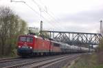 MEG 606 + 705 mit einem Zementzug nach Regensburg, am 16.04.2014 in Naumburg Hbf.