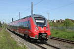 zugverkehr-in-naumburg-hbf/812428/db-442-308-ebersdorf-b-coburg DB 442 308 'Ebersdorf b. Coburg' als RE 4993 'Franken-Thüringen-Express'  von Leipzig Hbf nach Nürnberg Hbf, am 09.05.2023 in Naumburg (S) Hbf.