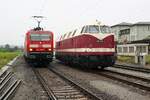 DB 143 829-0 und EBS 118 719-4 am 12.07.2017 in Naumburg (S) Hbf. (Foto: Michael Uhren)