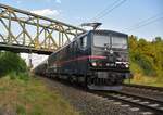 EBS 155 007-8 mit Kohlenstaubzug von Spreewitz nach Karsdorf Zementwerk, am 05.09.2024 bei der Einfahrt in Naumburg (S) Hbf. Ab hier übernahmen zwei V100 der EBS den Zug.