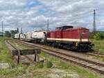 PRESS 204 237-2 mit einem Unkrautspritzzug, am 17.07.2024 in Naumburg (S) Hbf.