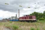 PRESS 204 237-2 mit Schotterwagen am 05.07.2026 im Bauzugeinsatz in Naumburg (S) Hbf. (Foto: Wolfgang Krolop)