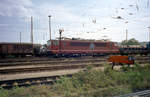 zugverkehr-in-naumburg/531808/dr-250-163-3-mit-einem-gueterzug DR 250 163-3 mit einem Güterzug Richtung Weißenfels, am 03.10.1991 in Naumburg Hbf. (Foto: Jörg Berthold)