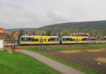 Burgenlandbahn 672 917 + 672 903 als RB 34871 nach Naumburg Ost, am 01.05.2013 am Hp Wangen.