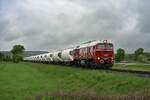 EBS V200 507 mit einem Zementzug von Karsdorf nach Naumburg (S) Hbf, am 11.05.2026 auf der #nstrutbahn bei Ro�bach.