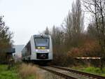Abellio 1648 414 als RB von Naumburg (S) Ost nach Wangen (U), am 13.12.2018 am ehem. Posten 6a in Laucha (U). (Foto: Thomas Fritzsche)
