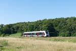 Start Mitteldeutschland 1648 422 als RB 80550 von Naumburg (S) Hbf nach Ro�leben, am 08.08.2026 auf der Unstrutbahn bei Kleinjena.