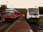 br-628/14235/db-628-601-7-als-rb-26985 DB 628 601-7 als RB 26985 nach Naumburg Hbf und EB VT 009 als Winzerfestsonderzug aus Erfurt Hbf, am 08.09.2007 in Nebra.