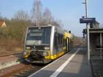 Burgenlandbahn 672 903 als RB 34868 von Naumburg Ost nach Wangen, am 16.03.2015 im Bahnhof Nebra.
