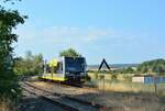 Burgenlandbahn 672 903 + 672 914 als RB von Naumburg (S) Ost nach Wangen (U), am 17.08.2018 bei der Einfahrt in Karsdorf.