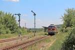 EBS 132 334-4 mit dem DLr 20055 von Erfurt Gbf nach Karsdorf, am 22.05.2018 bei der Ausfahrt in Laucha.