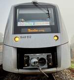 Start Mitteldeutschland 1648 912 als Sonderzug zum Unstrutbahnfest nach Roleben, am 03.10.2025 am Hp Wangen (Unstrut).