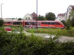 DB 642 xxx als RB 34878 nach Wangen, am 12.07.2012 in Naumburg Ost. Wegen dem Burgenlandbhan Kinder- und Jugendtag in Wangen wurde mit Triebzügen der BR 642 gefahren. (Foto: Kevin Wrobel)