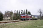 EBS 132 293-2 mit dem leeren  Rotkäppchen-Express I  Lr 16992 von Freyburg zur Abstellung nach Karsdorf, am 24.03.2019 in Balgstädt. (Foto: Daniel Eid)
