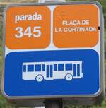 (267'155) - Andorra-Haltestellenschild - La Cortinada, Pla�a de La Cortinada - am 18.