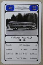 (278'802) - Quartett-Spielkarte mit Auwrter - NEOPLAN NH 13 L von 1957 am 10.